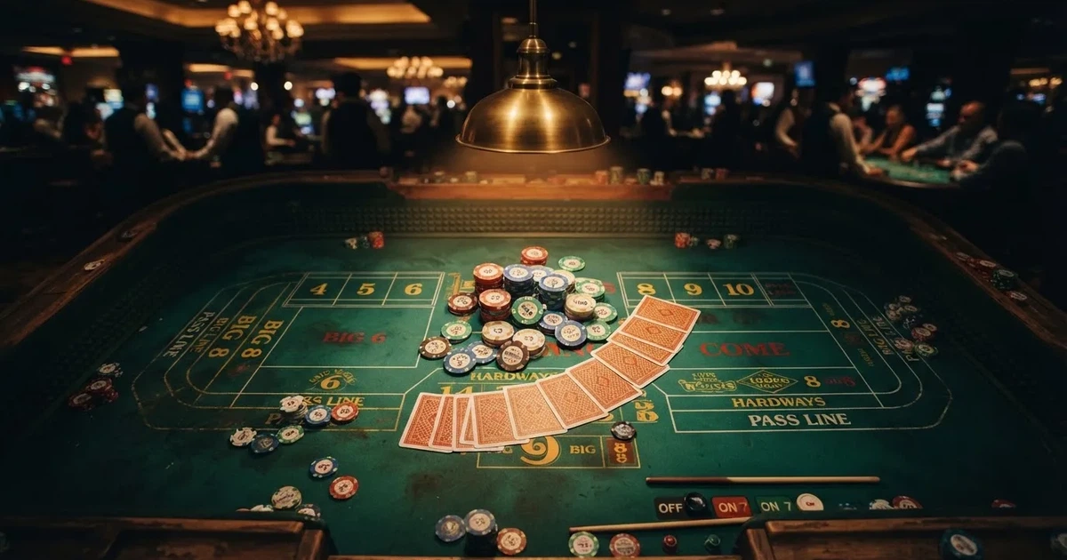 Mesa de jogo iluminada com cartas, vista de cima — slot machines em portugal