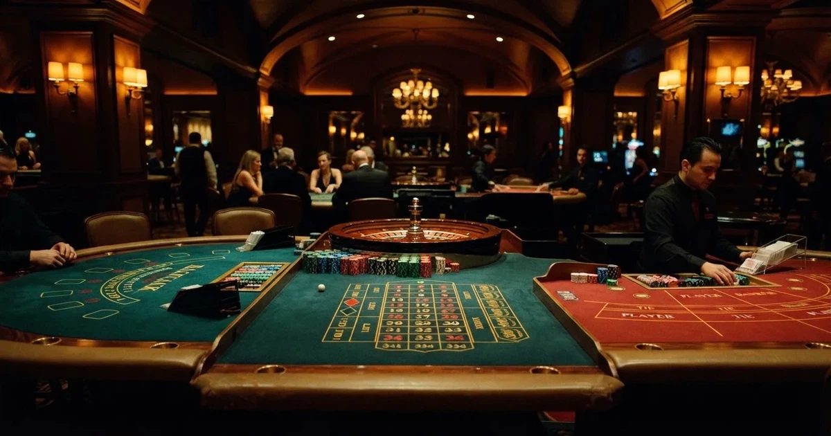 Três mesas de jogo diferentes lado a lado numa sala calma e calorosamente iluminada — top casinos em portugal